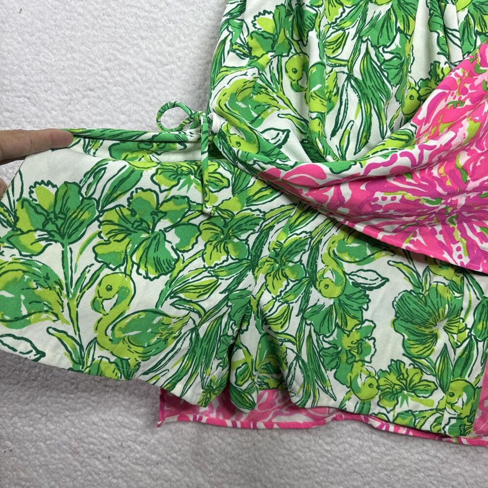 (T6) Lilly Pulitzer Pearl Romper Flamingle Engineered Flamingos Floral,Sz 4 - Picture 12 of 16